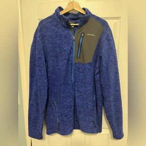 Eddie Bauer full zip fleece with zipper hand pockets and chest pocket.